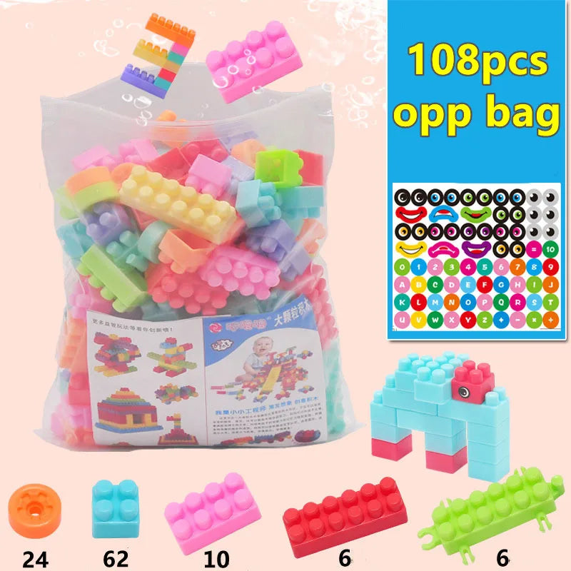 Klocki dla dzieci Baby Building Blocks 108 / 128 el. – Edukacyjne, Bezpieczne, DIY