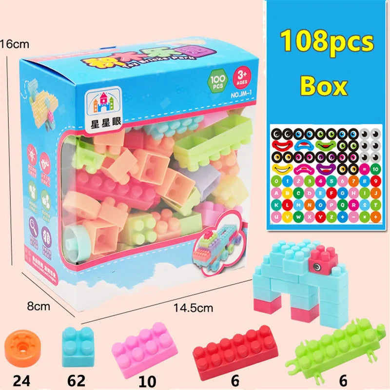 Klocki dla dzieci Baby Building Blocks 108 / 128 el. – Edukacyjne, Bezpieczne, DIY