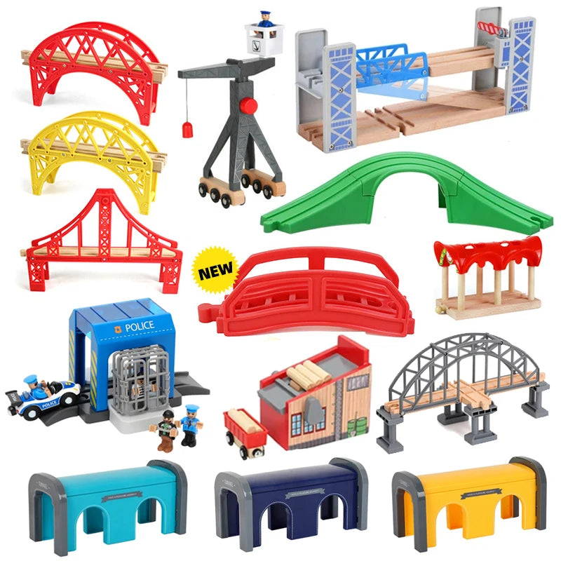 Drewniane tory kolejowe i akcesoria – Most, Tunel, Tory z Drewna Bukowego, Kompatybilne