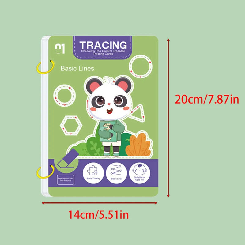 34-stronicowy Zestaw Wielokrotnego Użytku z Długopisem – Nauka Pisania i Rysowania dla Dzieci