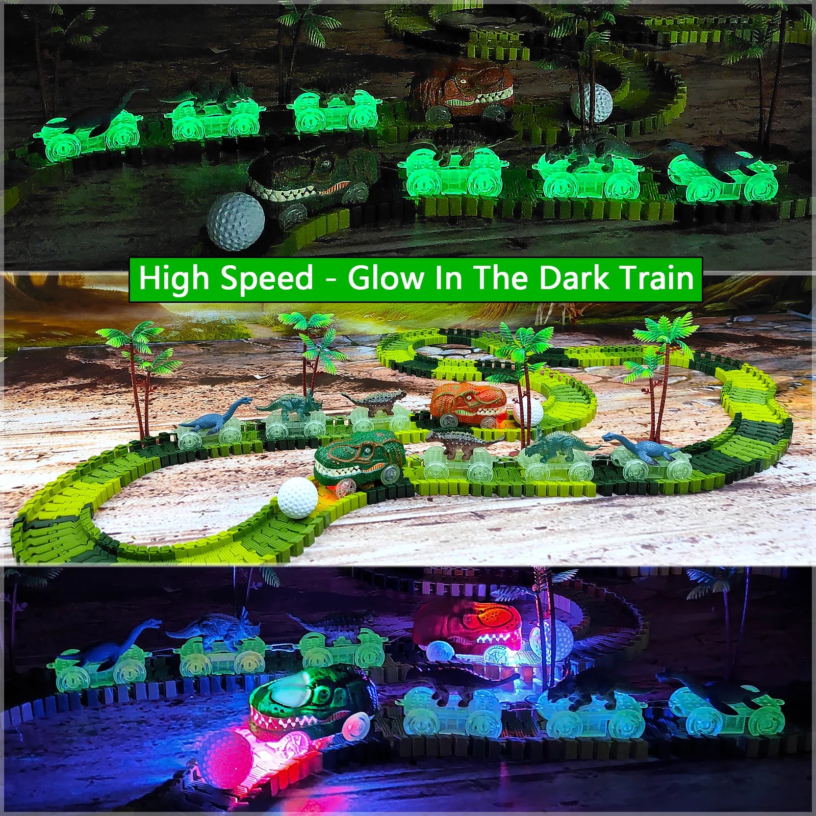 Tor Wyścigowy Dinozaury – Elastyczny Tor, Samochodziki i Figurki Dinozaurów, Zestaw Edukacyjny